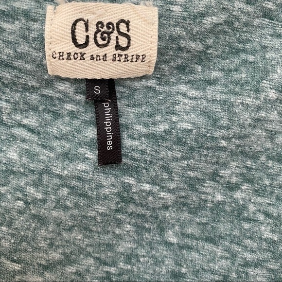 Check and Stripe Heather Green Long Sleeve Scoop Neck Top Sz Small  B7 - Picture 7 of 8